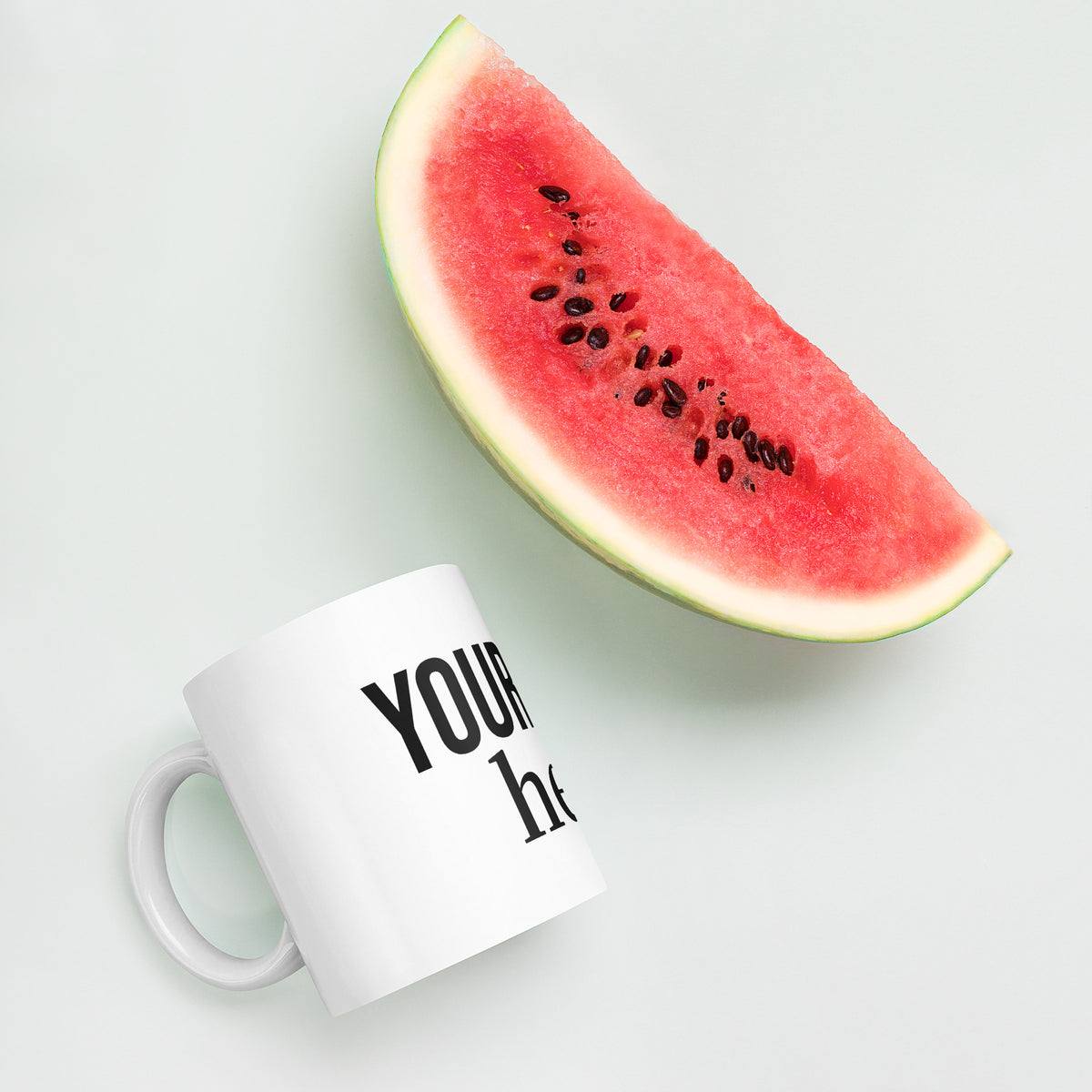 This customizable ceramic mug comes in clean white with a comfortable handle. Your logo can be printed right in the center of the cup, and three sizes (11oz, 15oz, 20oz) are available for you to pick from. Crafted from smooth ceramic, it offers a silky touch when you hold it.