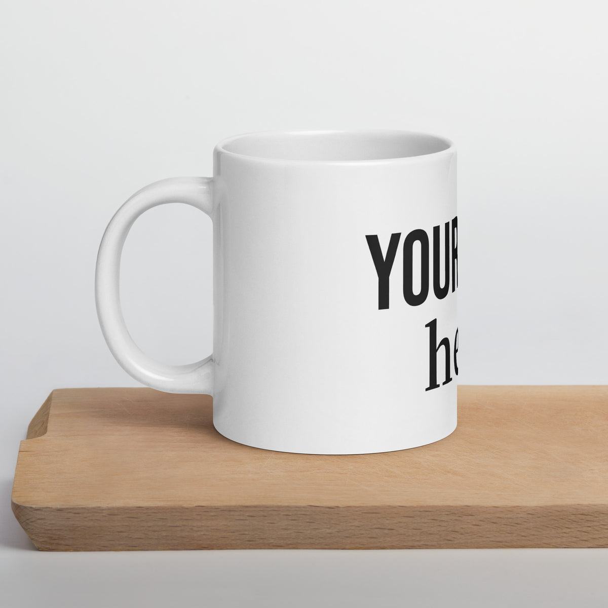 This customizable ceramic mug comes in clean white with a comfortable handle. Your logo can be printed right in the center of the cup, and three sizes (11oz, 15oz, 20oz) are available for you to pick from. Crafted from smooth ceramic, it offers a silky touch when you hold it.