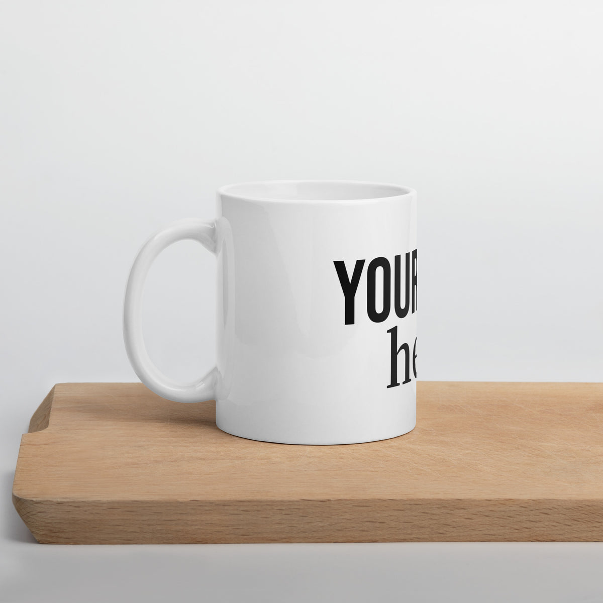 This customizable ceramic mug comes in clean white with a comfortable handle. Your logo can be printed right in the center of the cup, and three sizes (11oz, 15oz, 20oz) are available for you to pick from. Crafted from smooth ceramic, it offers a silky touch when you hold it.
