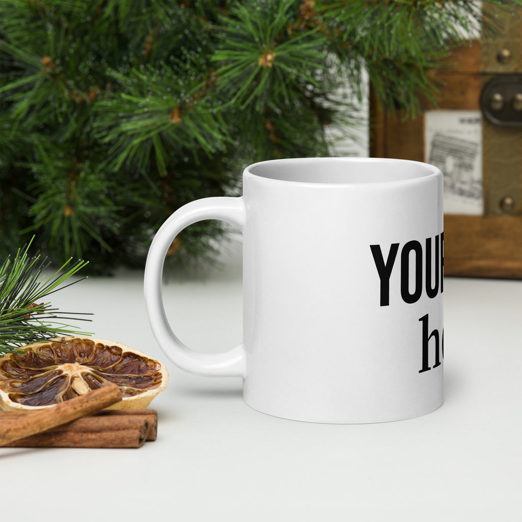 This customizable ceramic mug comes in clean white with a comfortable handle. Your logo can be printed right in the center of the cup, and three sizes (11oz, 15oz, 20oz) are available for you to pick from. Crafted from smooth ceramic, it offers a silky touch when you hold it.