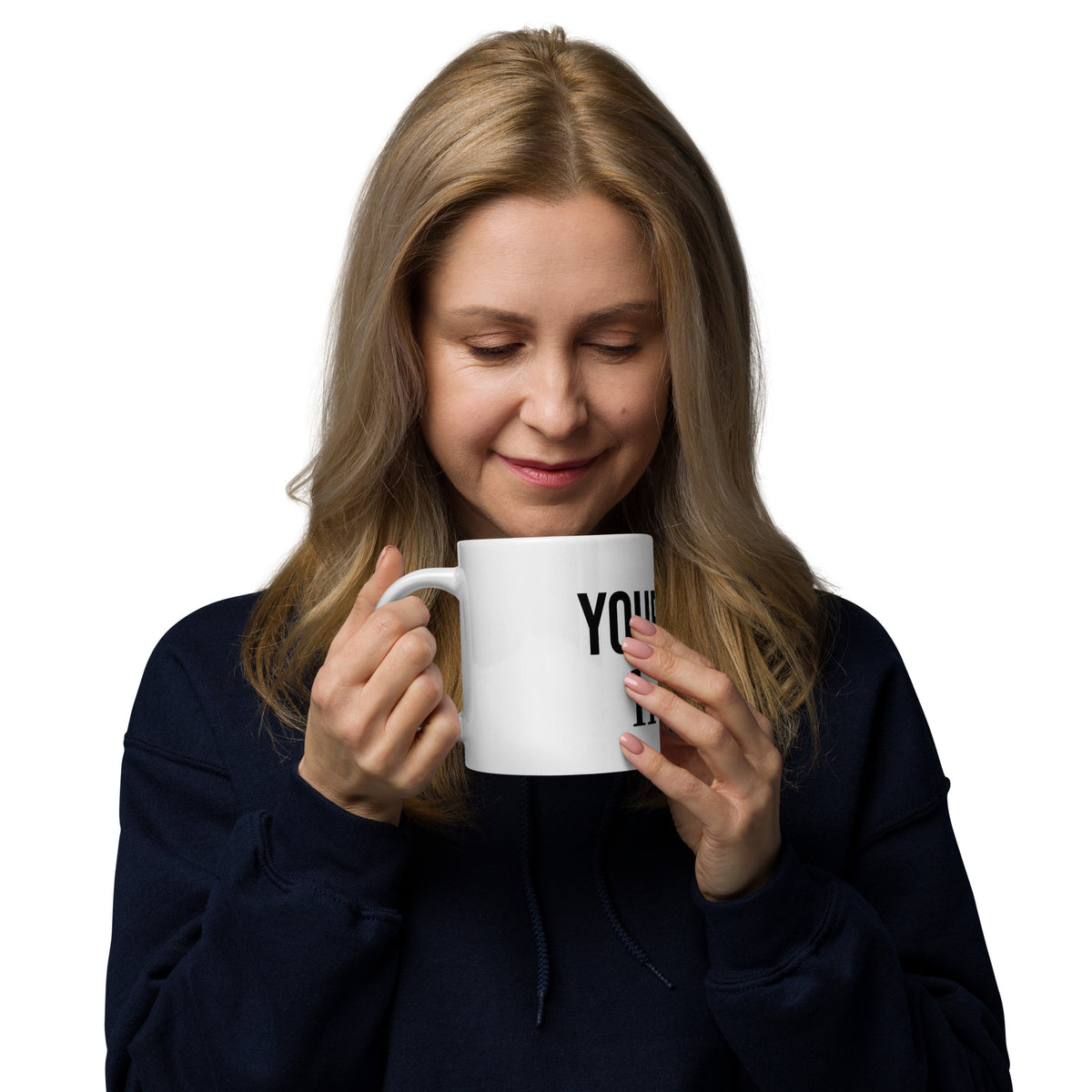 This customizable ceramic mug comes in clean white with a comfortable handle. Your logo can be printed right in the center of the cup, and three sizes (11oz, 15oz, 20oz) are available for you to pick from. Crafted from smooth ceramic, it offers a silky touch when you hold it.