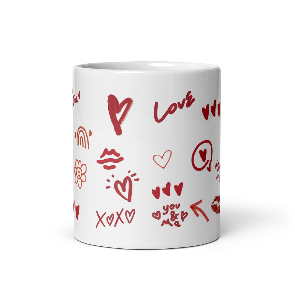 This sweet white ceramic mug is decorated with cute hand-drawn red Valentine-themed doodles, including hearts, lip prints and little flowers. It is printed with the phrase "Be my Valentine", perfect as a lovely gift for your sweetheart on Valentine’s Day. Sip your hot drinks and share your love with this charming cup!