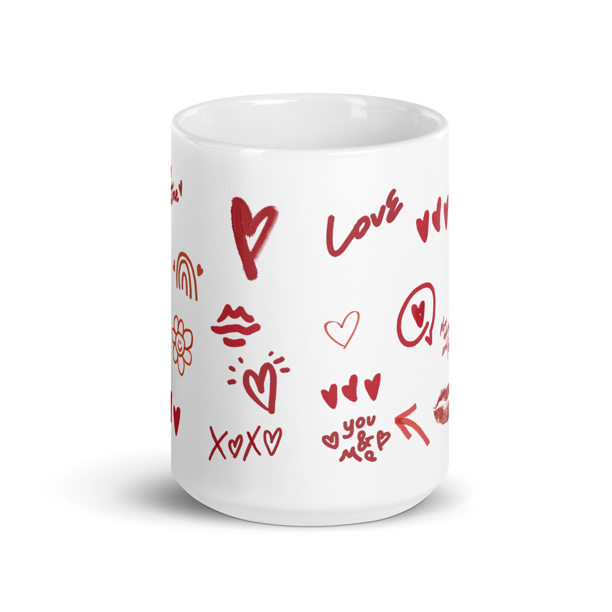 This sweet white ceramic mug is decorated with cute hand-drawn red Valentine-themed doodles, including hearts, lip prints and little flowers. It is printed with the phrase "Be my Valentine", perfect as a lovely gift for your sweetheart on Valentine’s Day. Sip your hot drinks and share your love with this charming cup!